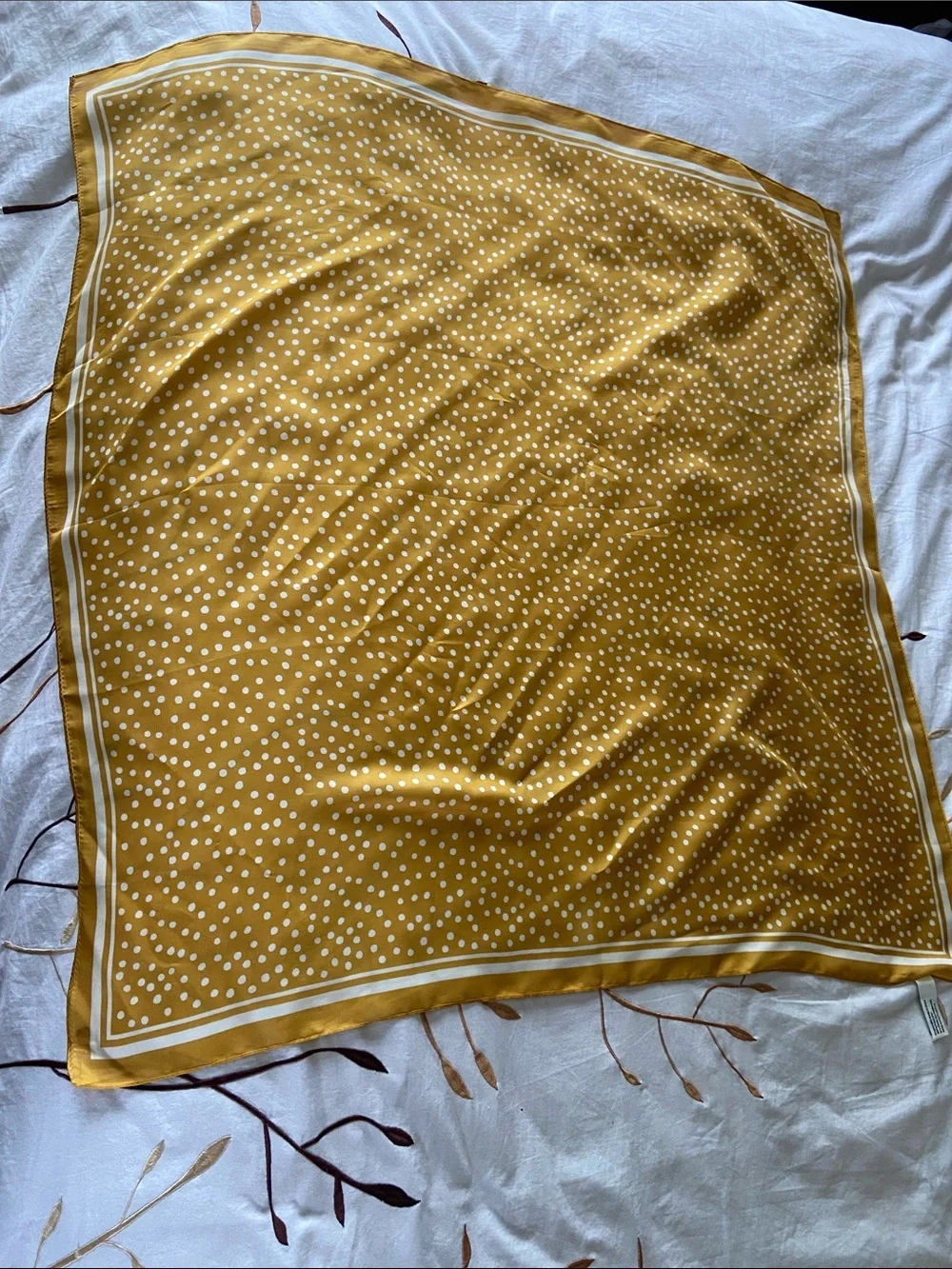 Cleobella Mustard Yellow Polka Dot Square Scarf Bandana Like New